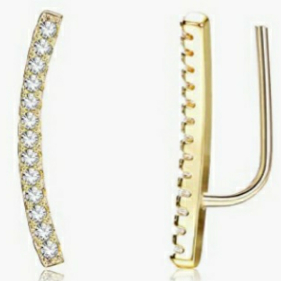 Gold tone hypoallergenic cz bar ear crawler - Picture 2 of 3